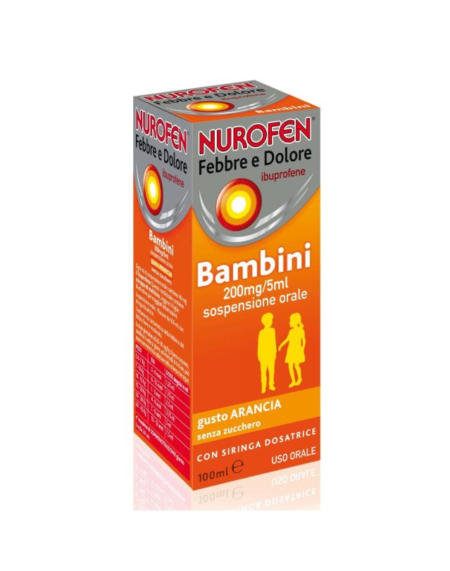 Nurofen Febbre e Dolore 200mg/5ml - Sospensione Orale al Gusto di Arancia