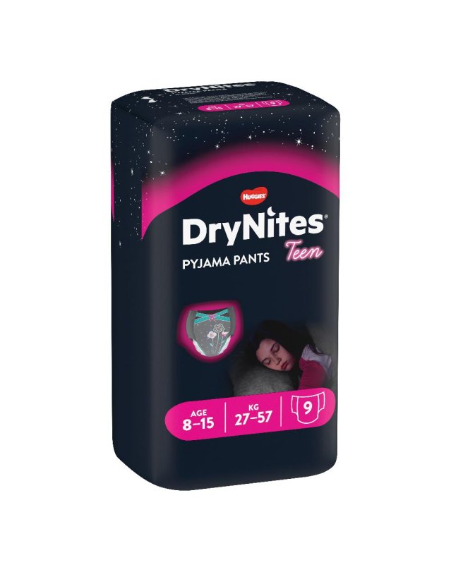 Huggies Drynites Mutandine Assorbenti Ragazze 8-15 Anni 9 Pezzi