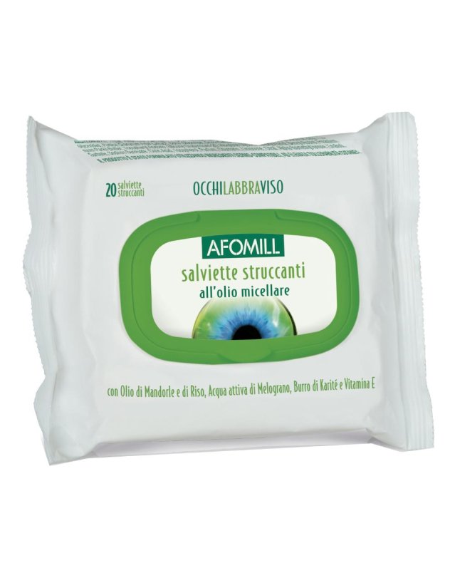 Afomill Salviette Struccanti 20 pezzi- salviette struccanti all’Olio Micellare 