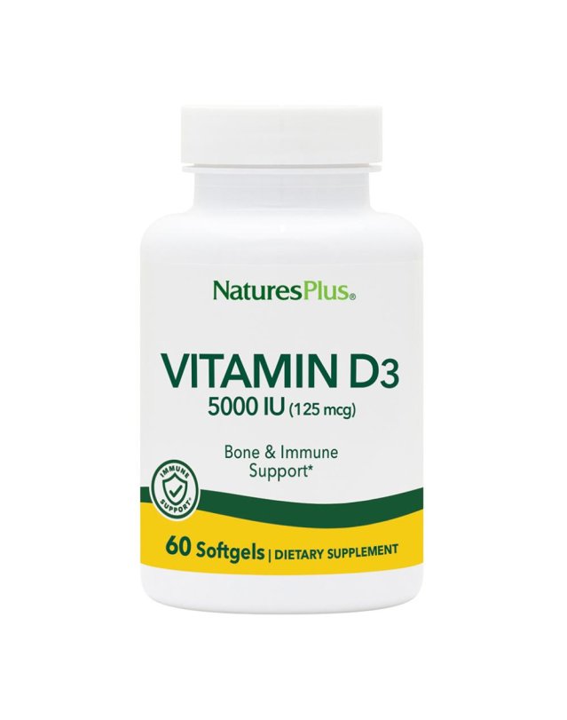 Nature's Plus Vitamina D3 5000UI 60 Capsule - Integratore Alimentare a base di Colecalciferolo