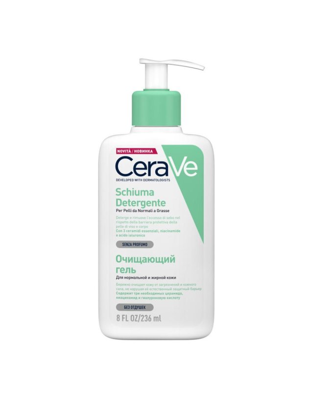 CeraVe Schiuma Detergente 236 ml - Detergente Viso per Pelle Grassa 