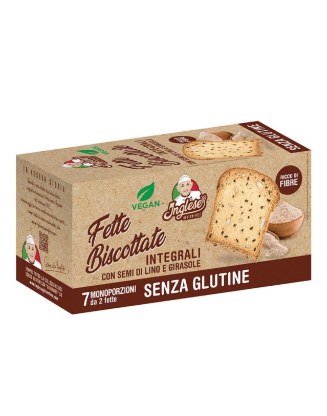 Inglese Fette Biscottate Integrali con Semi di Lino e Girasole - Ricche di Fibre e Senza Glutine