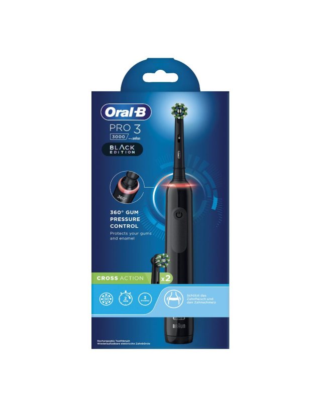 Oral-B PRO 3 - Spazzolino Elettrico con Timer Professionale + 2 Testine Ricambio